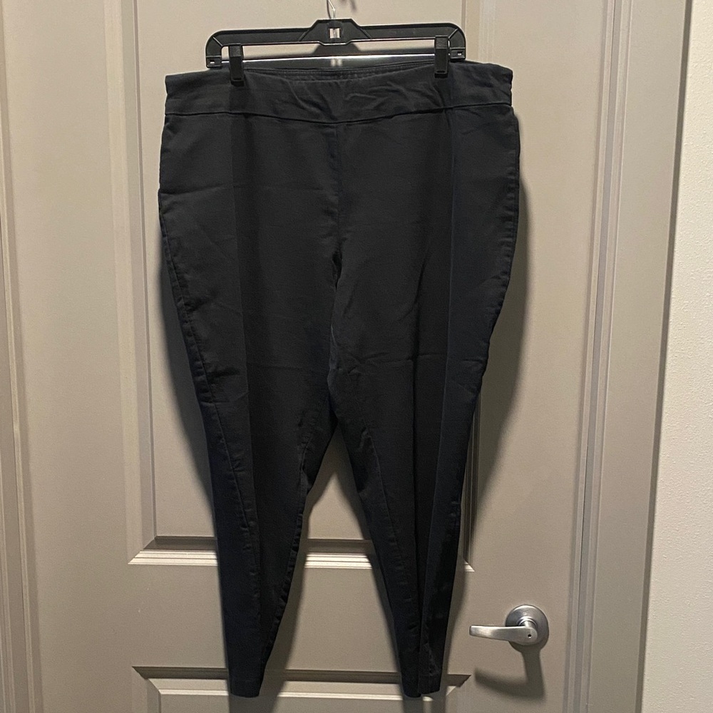 Black Pull On Work Pants Womens 18W Short Stretch Office Career Pants